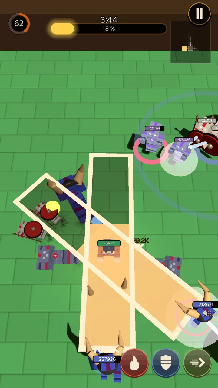 A rift in progress with the timer and progress bar at the top, and enemy attack warnings on the floor.